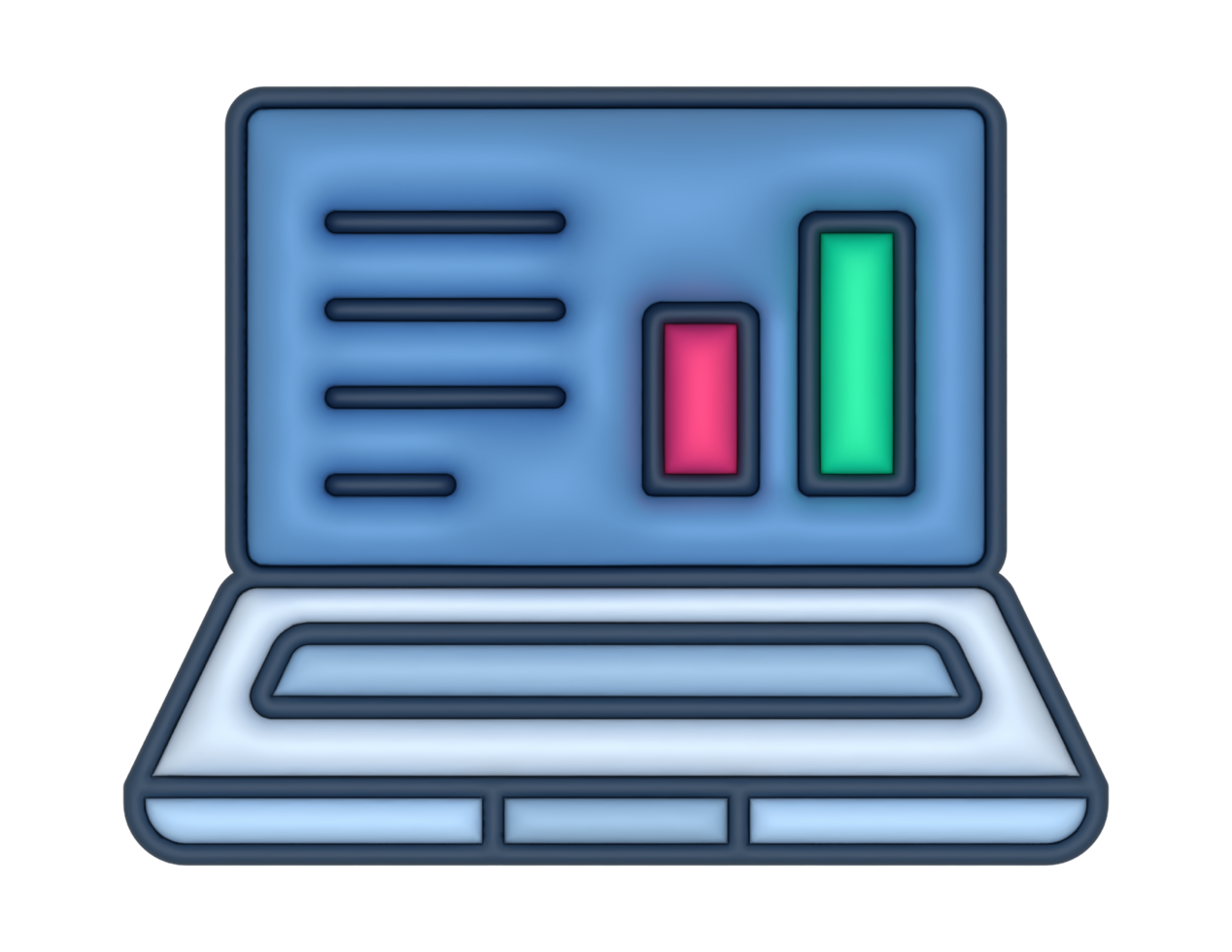 a 3d Laptop Bar Chart Sticker on a transparent background png