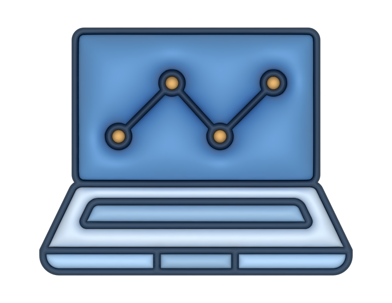a 3d Laptop Line Chart Sticker on a transparent background png
