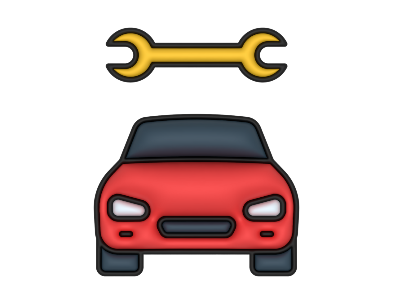 a 3d Car repair Sticker on a transparent background png
