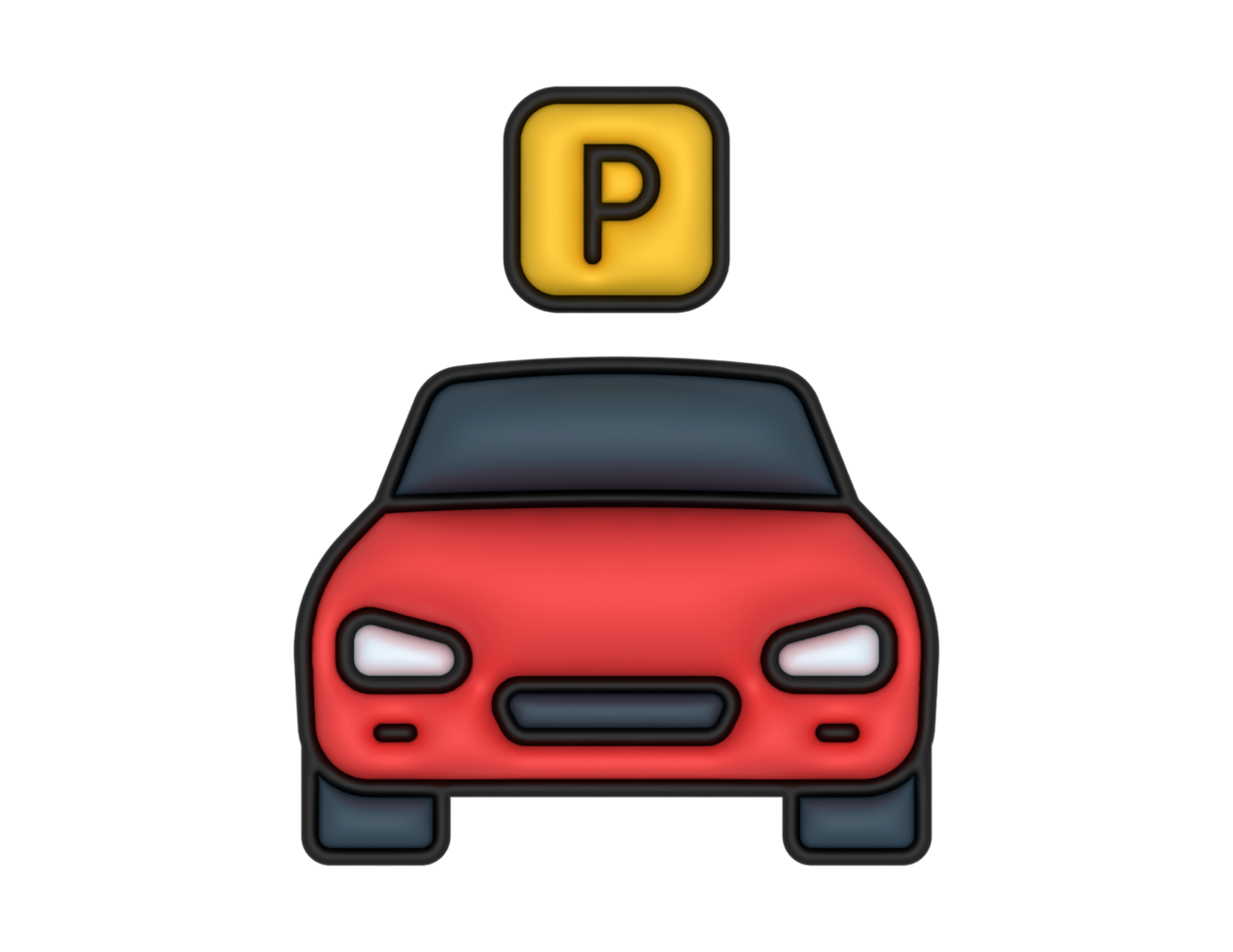 a 3d Car Parking Sticker on a transparent background png
