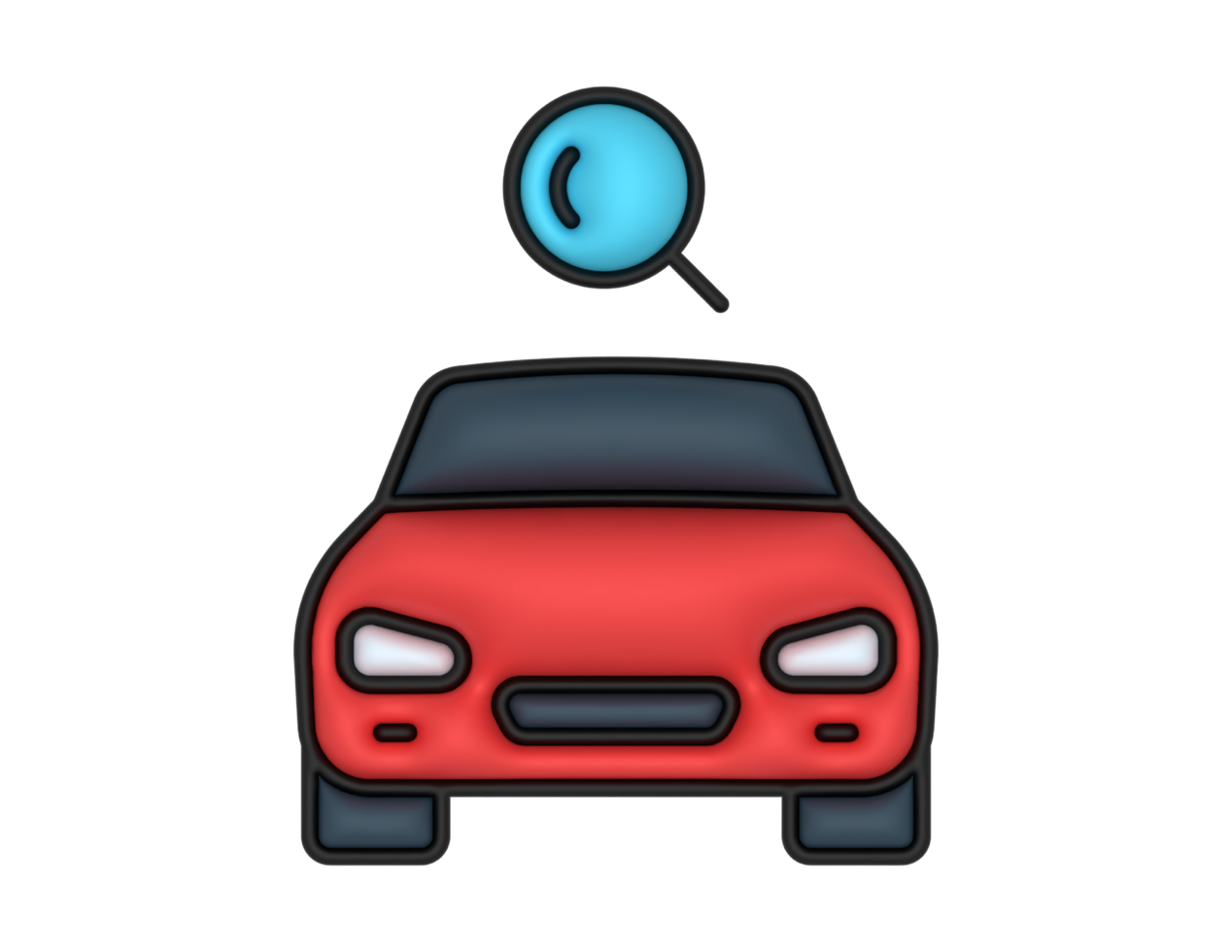 a 3d Car Search Sticker on a transparent background png