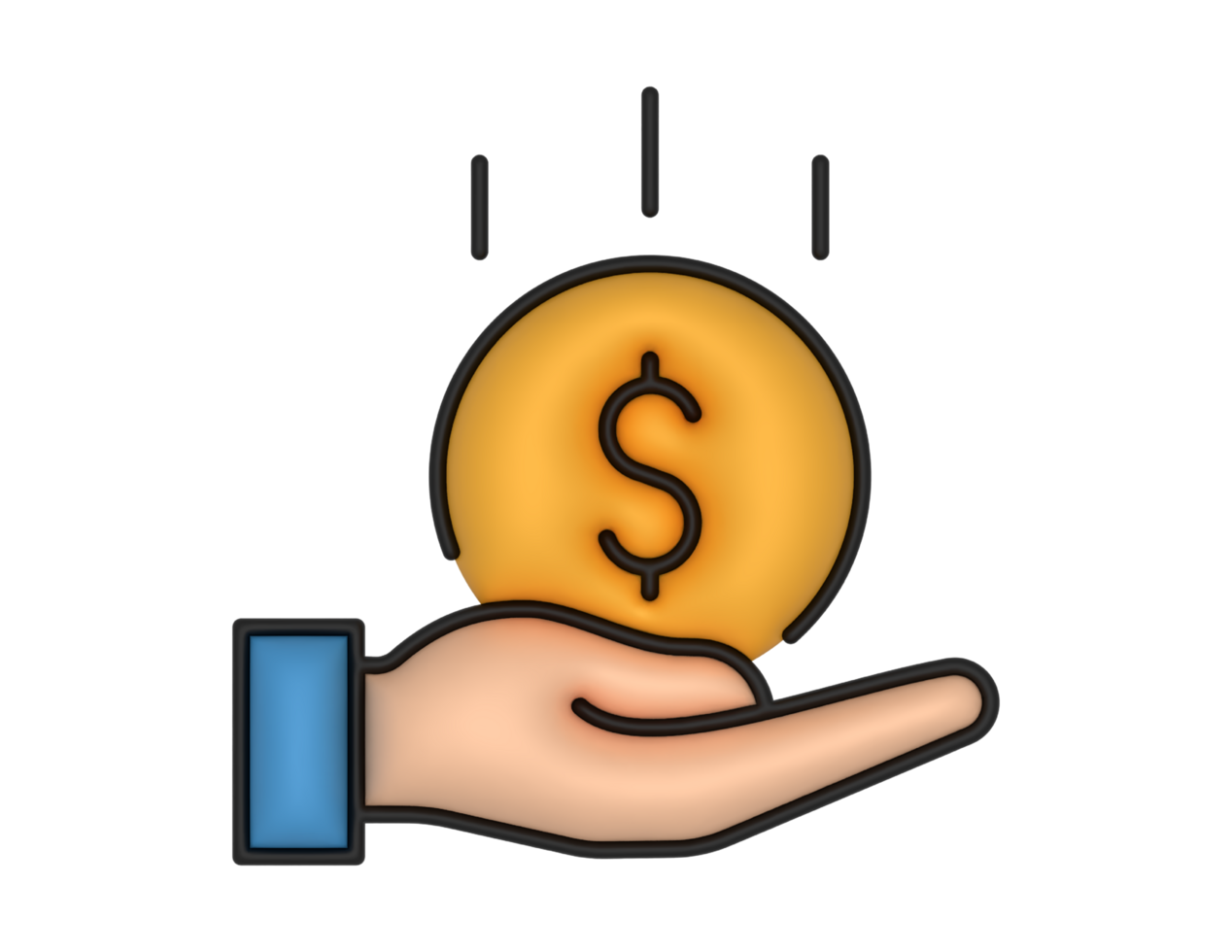 a 3d Save Money And Hand on a transparent background png