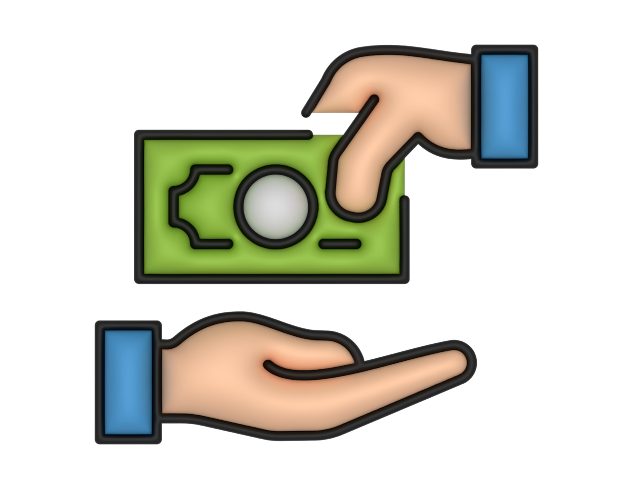 a 3d Paying Money And Hand on a transparent background png