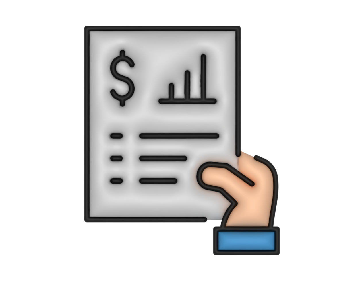 a 3d Financial Report And Hand on a transparent background png
