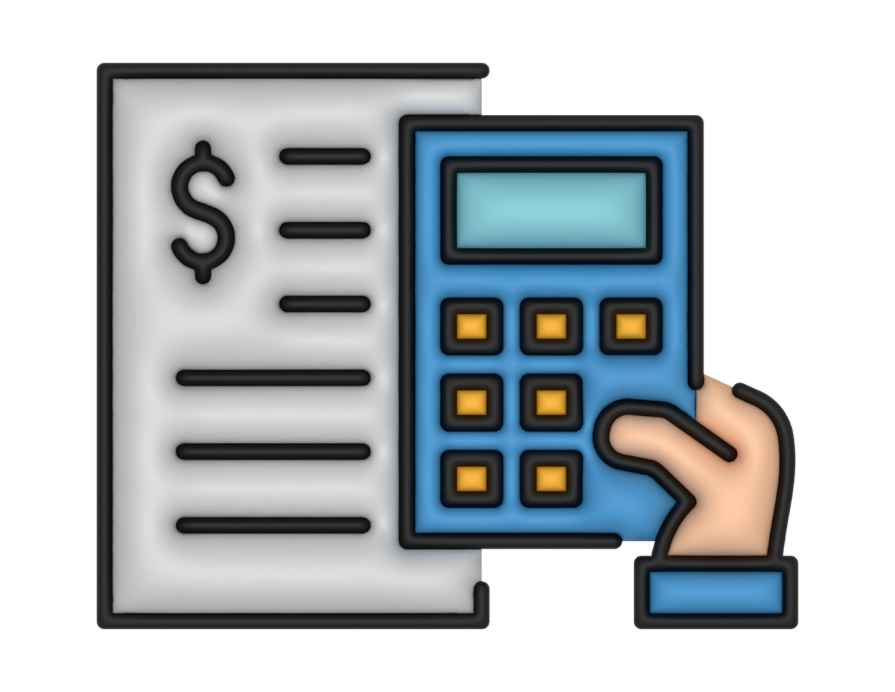 a 3d Accounting And Hand on a transparent background png