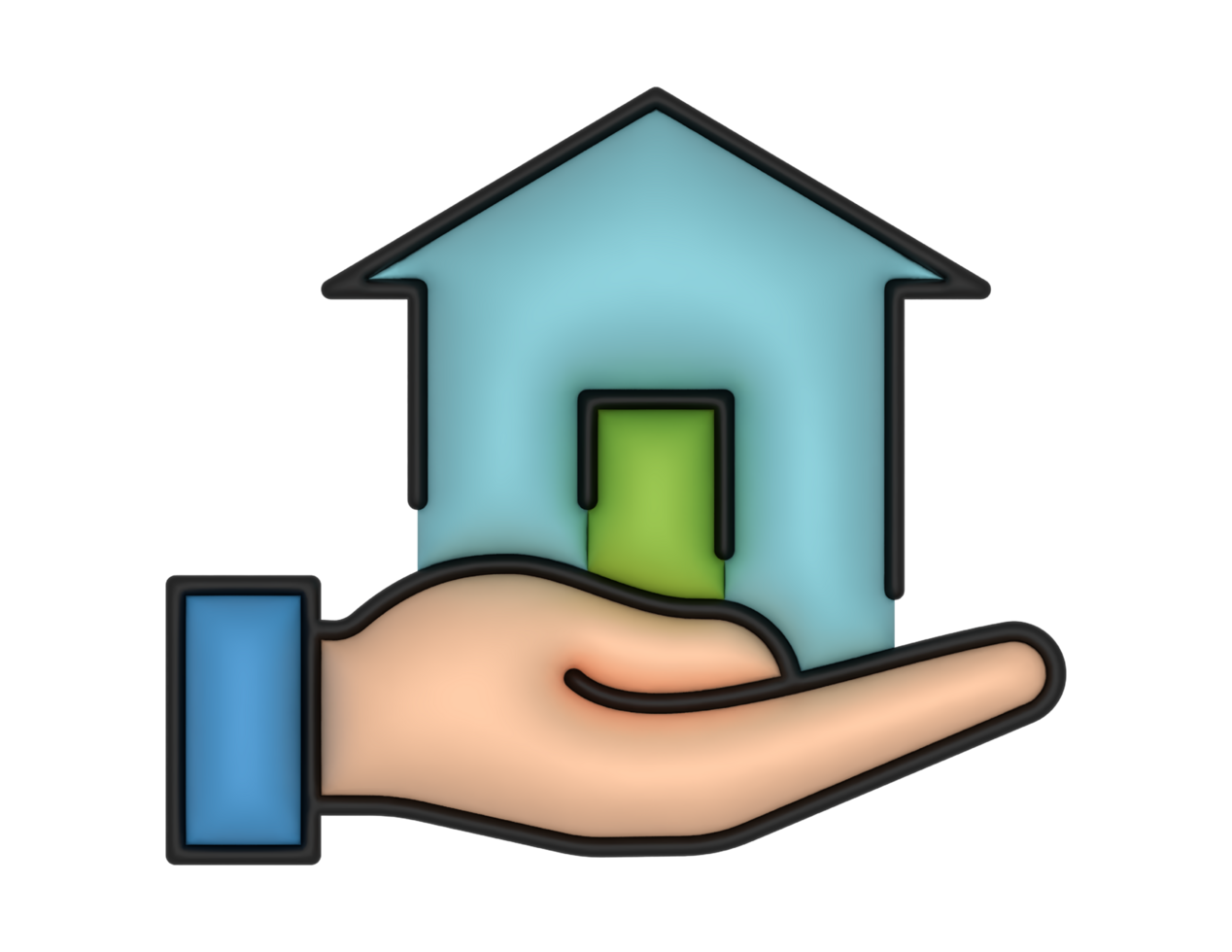 a 3d Home And Hand on a transparent background png