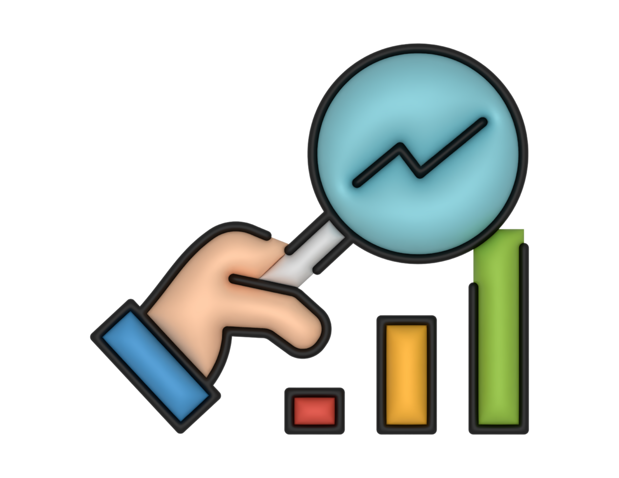 a 3d Financial Analysis And Hand on a transparent background png