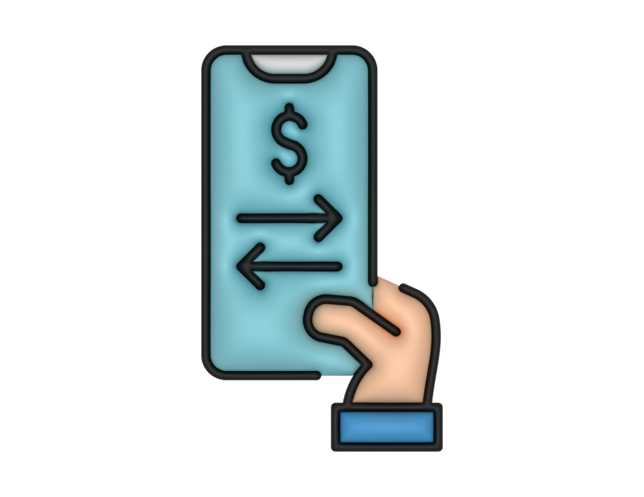 a 3d Money Transfer on a transparent background png