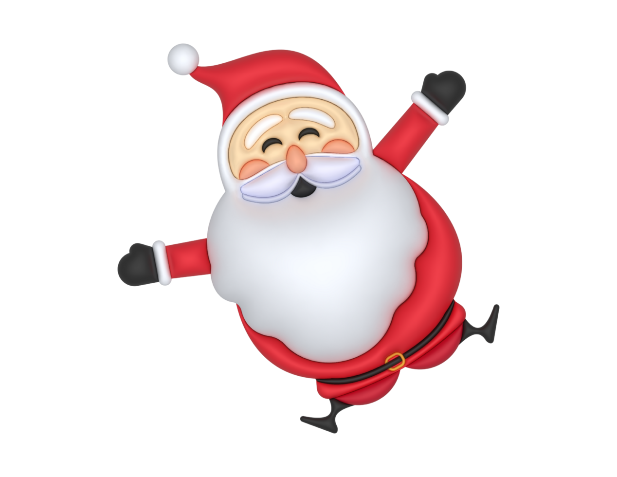 a 3d Santa Claus Jumping on a transparent background png
