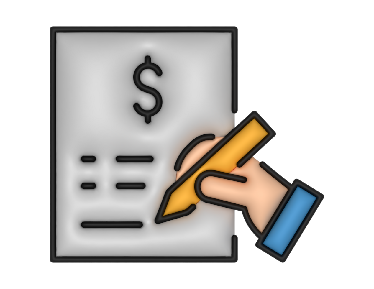 a 3d Contract And Hand on a transparent background png