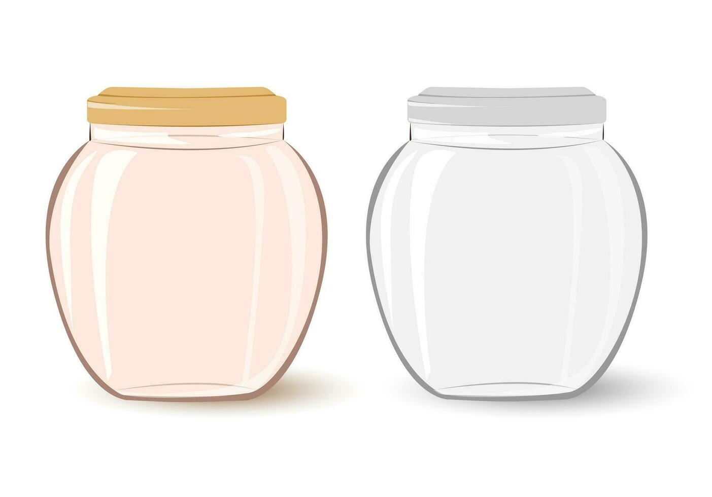 Set clear glass jars with lid.For homemade jam and canning food, preservation and conservation vector