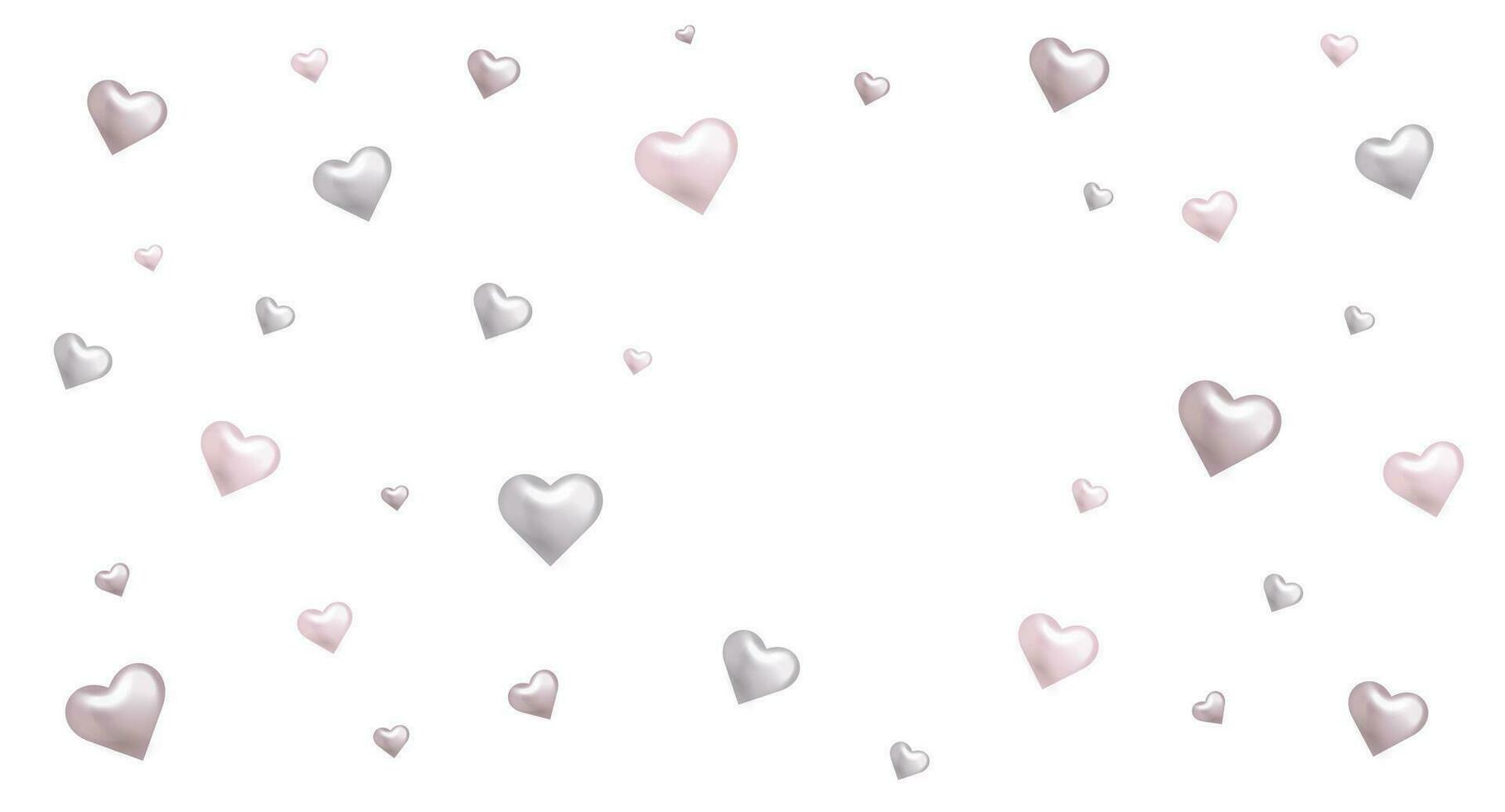 Pattern silver realistic hearts. Vector illustration of metal heart shaped. Ideal for luxury, romantic, and love design