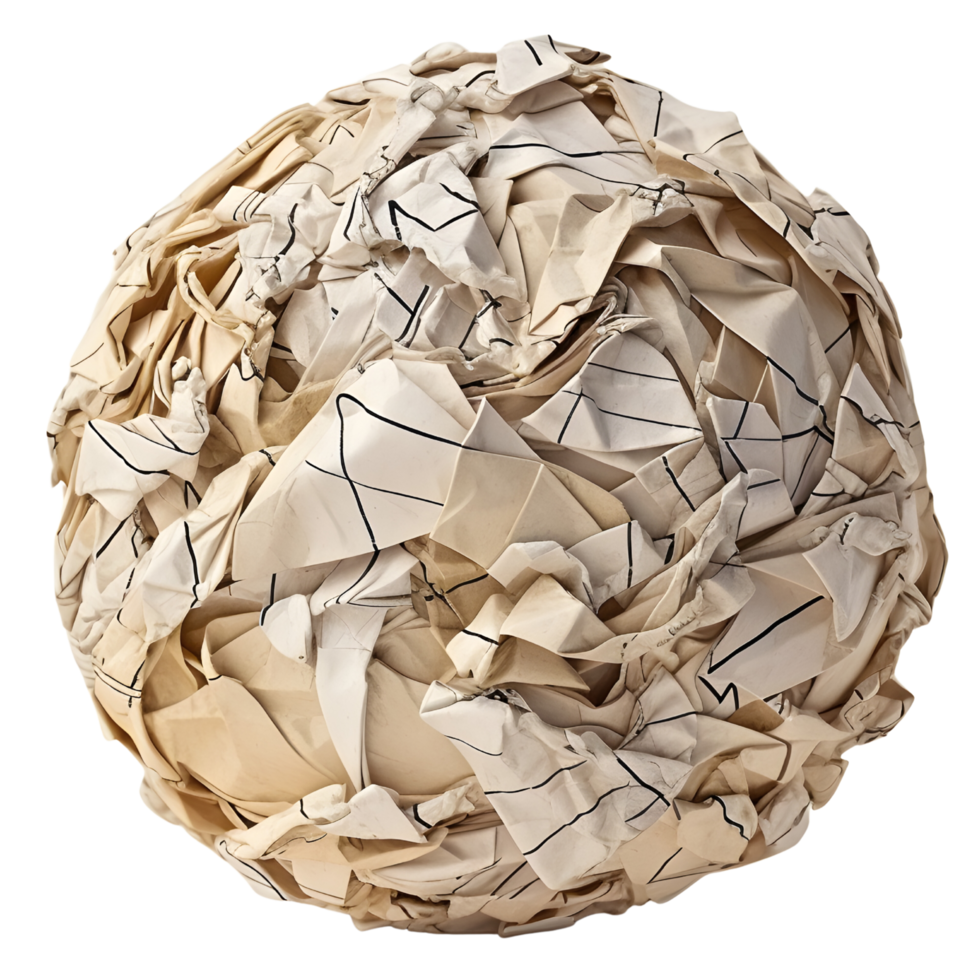 AI generated Crumpled paper ball isolated on transparent background. png