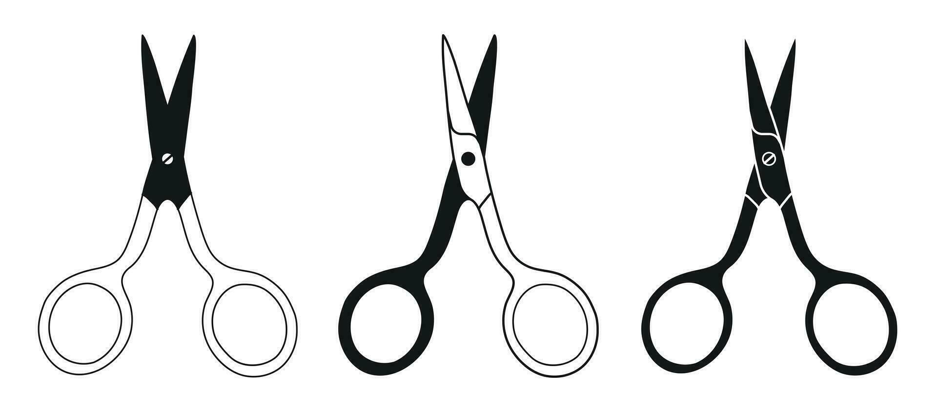 Sketch drawing of metal scissors silhouette vector