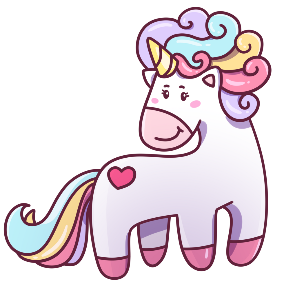 Cute Unicorn Clipart Design Isolated Kawaii png