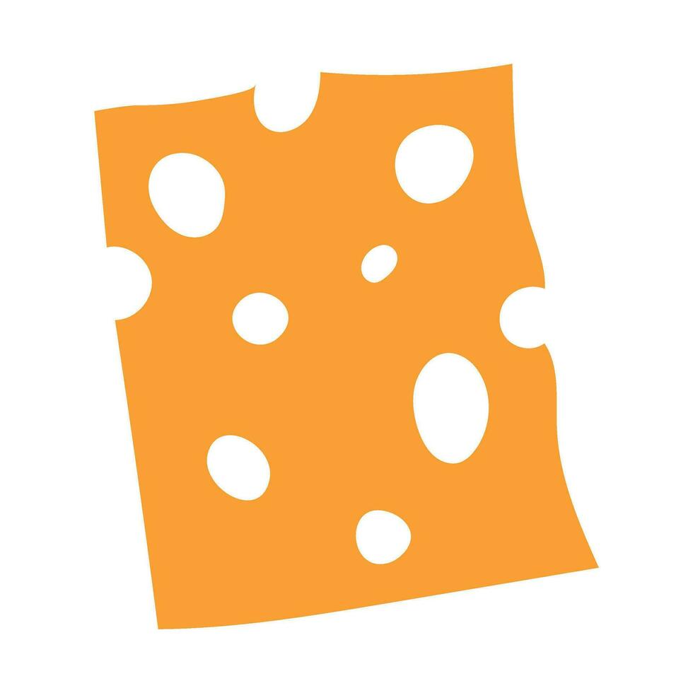 Piece of yellow cheese with holes, isolated element. Modern flat vector illustration