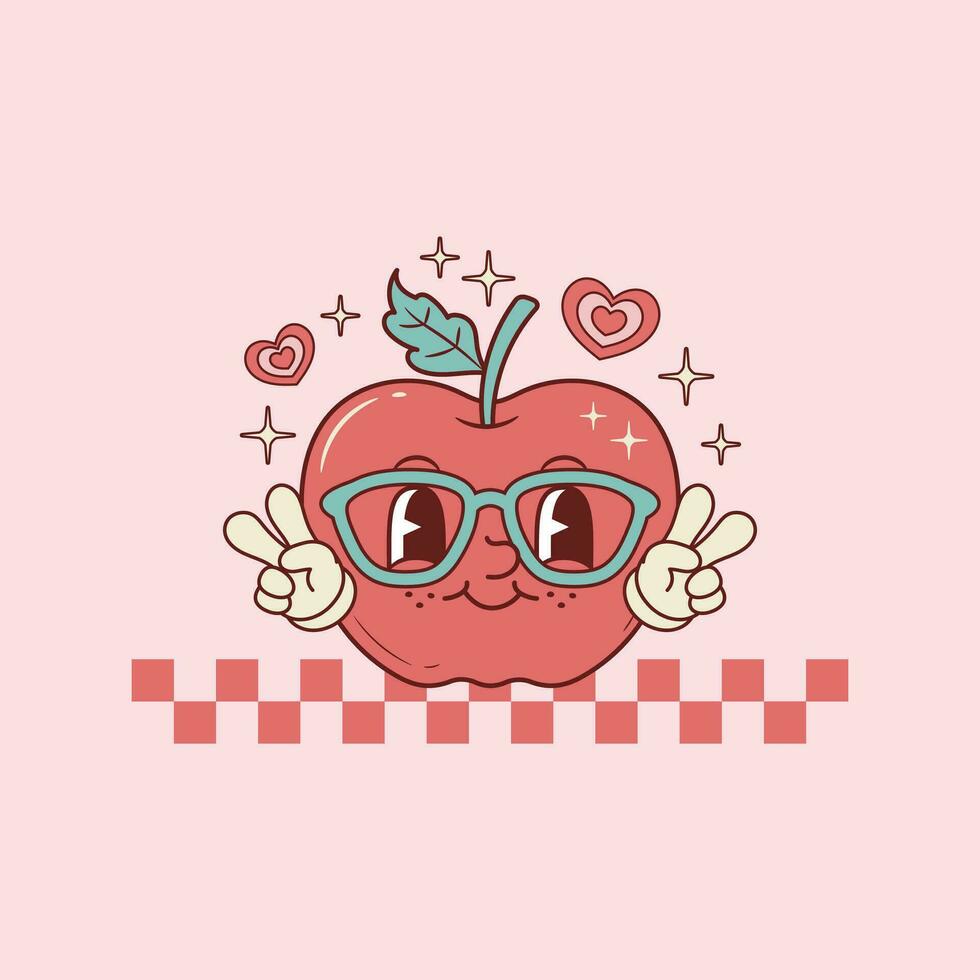 cute retro illustration for apple teachers wearing glasses for holidays vector