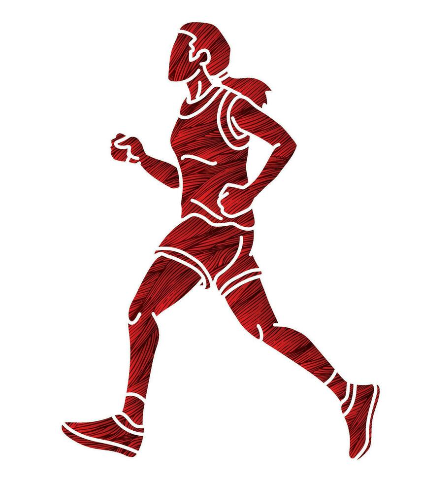 Silhouette A Woman Running Action Marathon Runner Start Running Cartoon Sport Graphic Vector