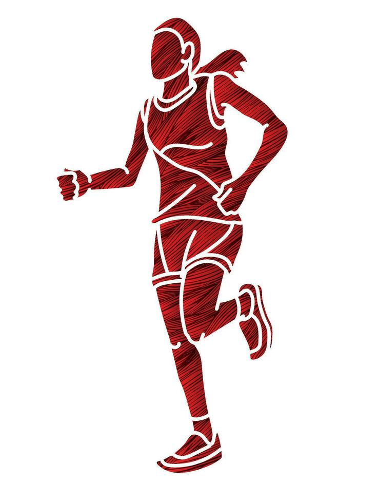 A Woman Start Running Cartoon Sport Graphic Vector