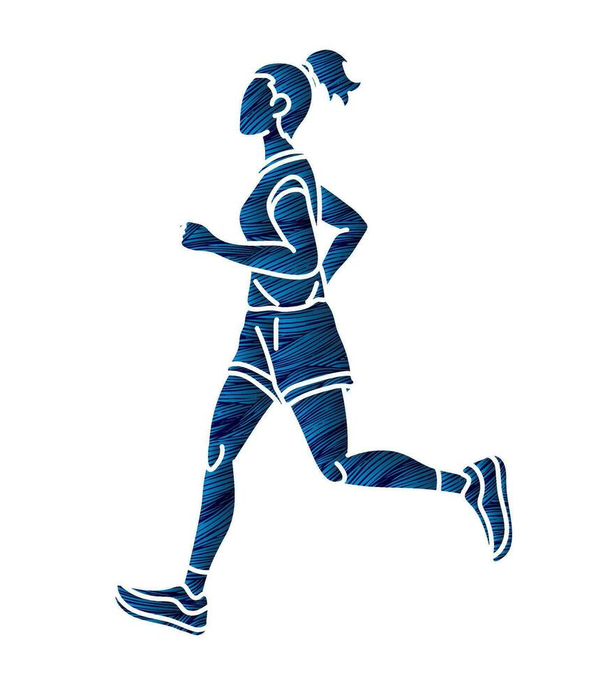 A Woman Running Action Marathon Runner vector