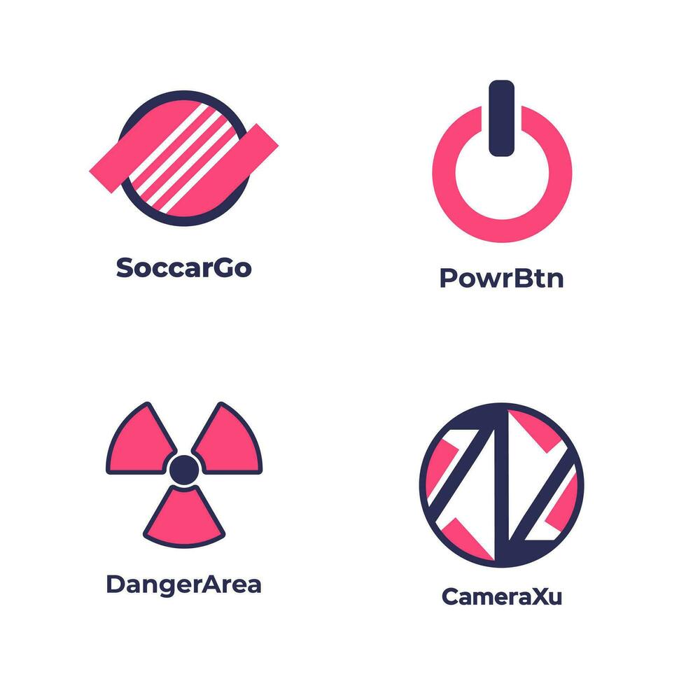 Set of vector icons for nuclear and power. Design elements for logo, label, emblem, sign, badge.