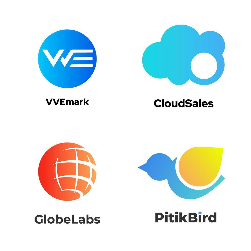 Set of business or corporate icon logo design. Vector illustration in flat style. Logo pack template design.