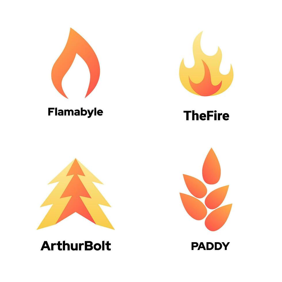 Set of fire icons. Vector illustration isolated on a white background. Logo pack design template.