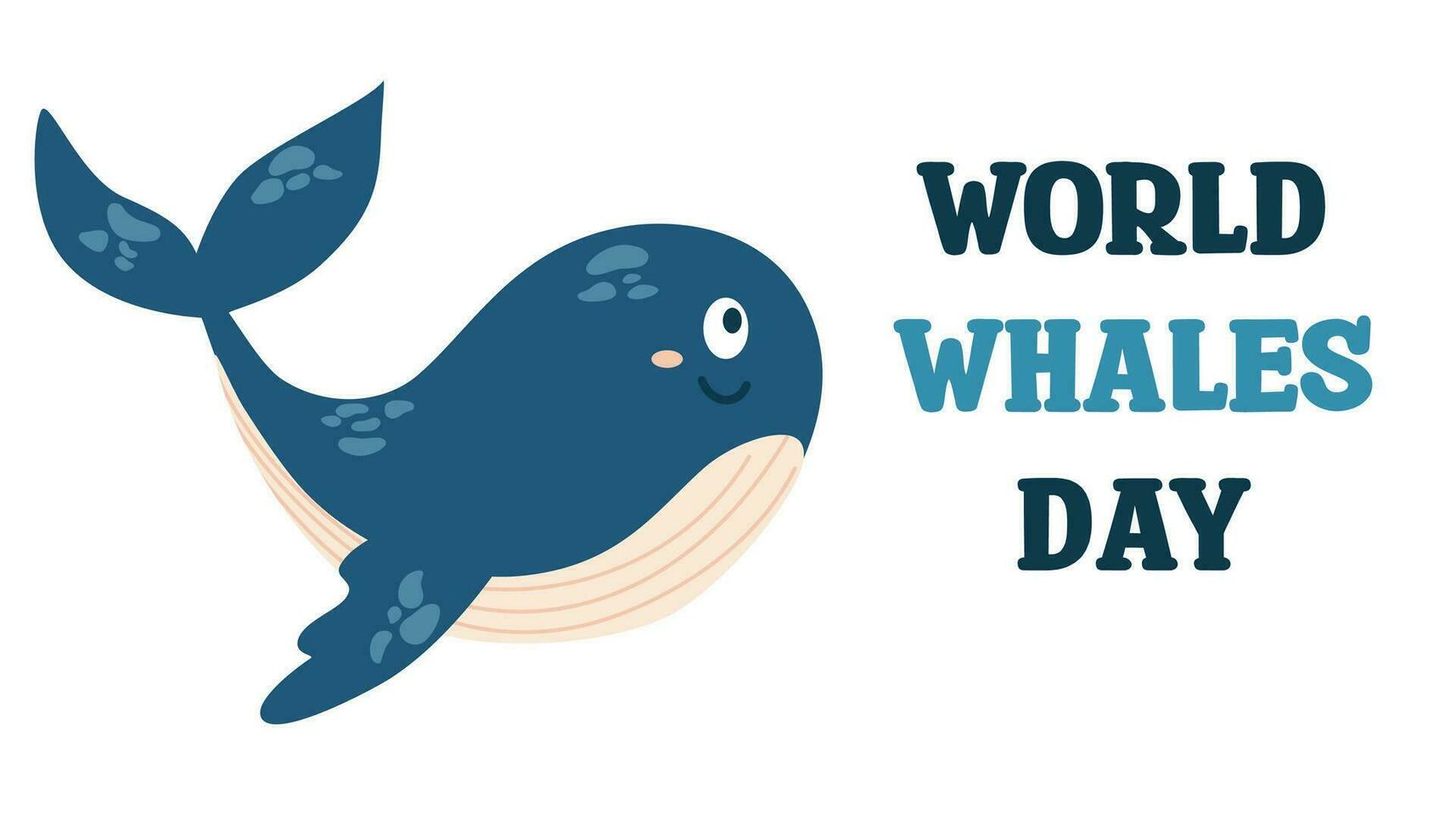 World Whale Day. Blue whales in flat style. Sea animals. Underwater world. Marine sealife. Vector illustration for print, card, logo, poster, banner.