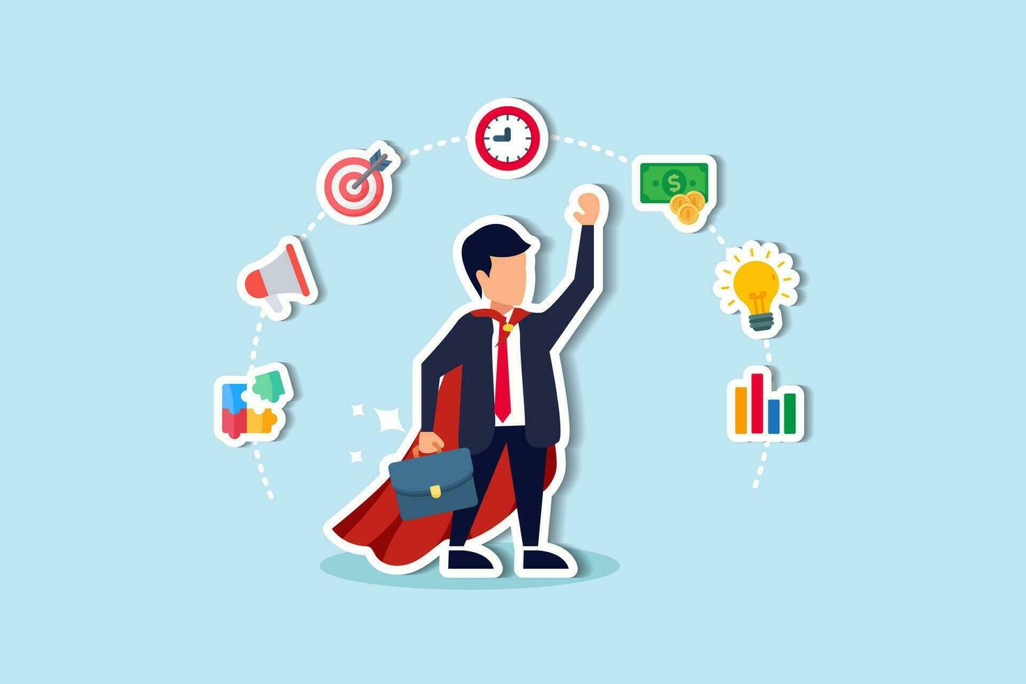 competencia habilidades o capacidad para trabajo responsabilidad, profesional, trabajo experiencia, capacidad o calificación para trabajo o carrera desarrollo concepto, éxito empresario con competencia habilidades colocar. vector