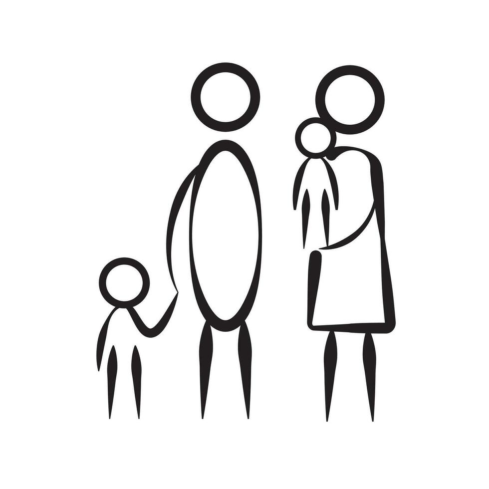 Adults and children hold hands symbol. Family parent child icon. Editable stroke. Vector illustration EPS 10.