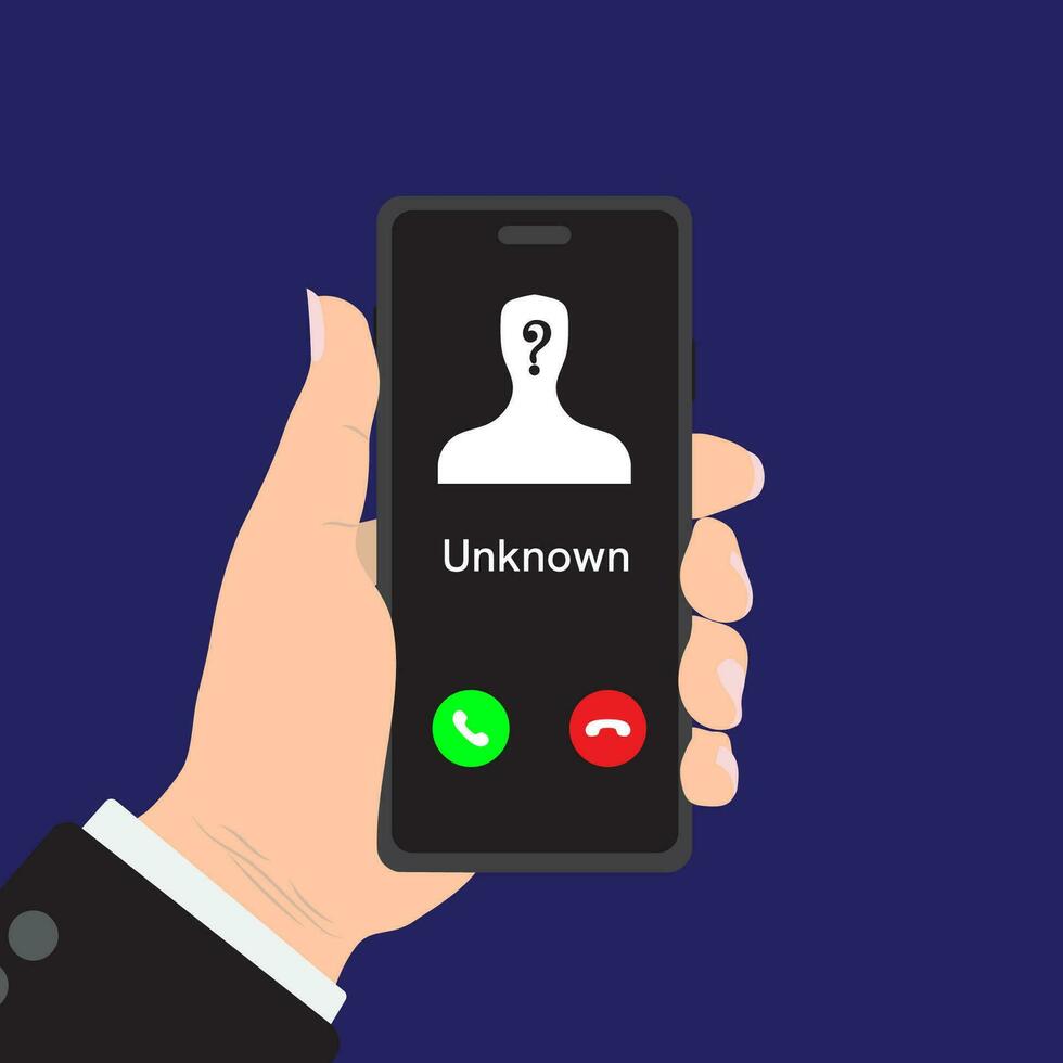 Unknown number calling. Unusual number on blue background. vector