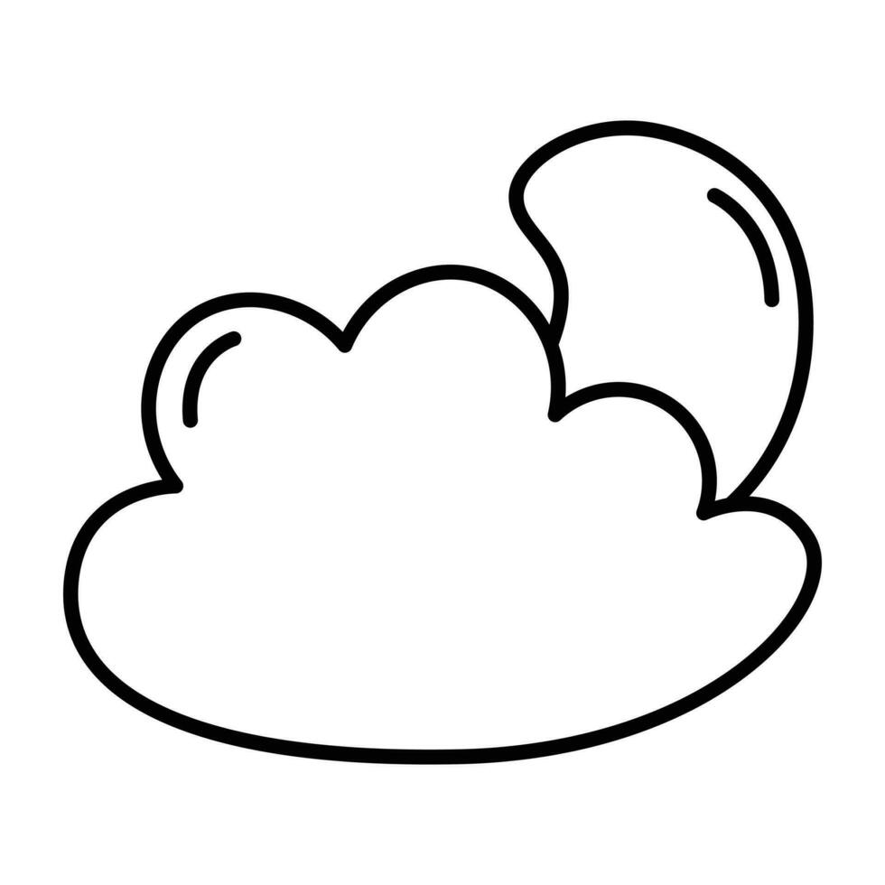 Weather forecast cloud and moon line icon. vector