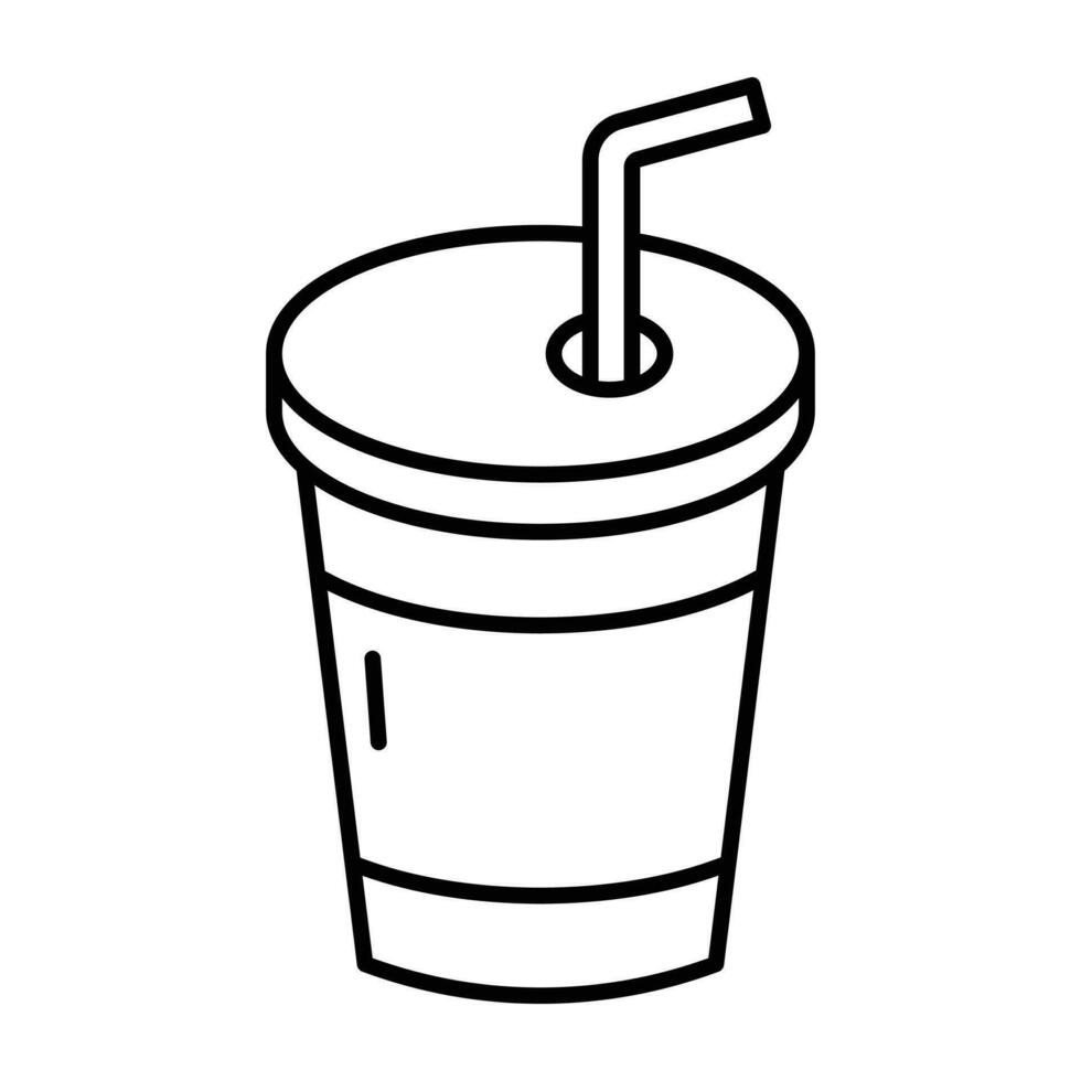 Soda in a cup line icon. vector