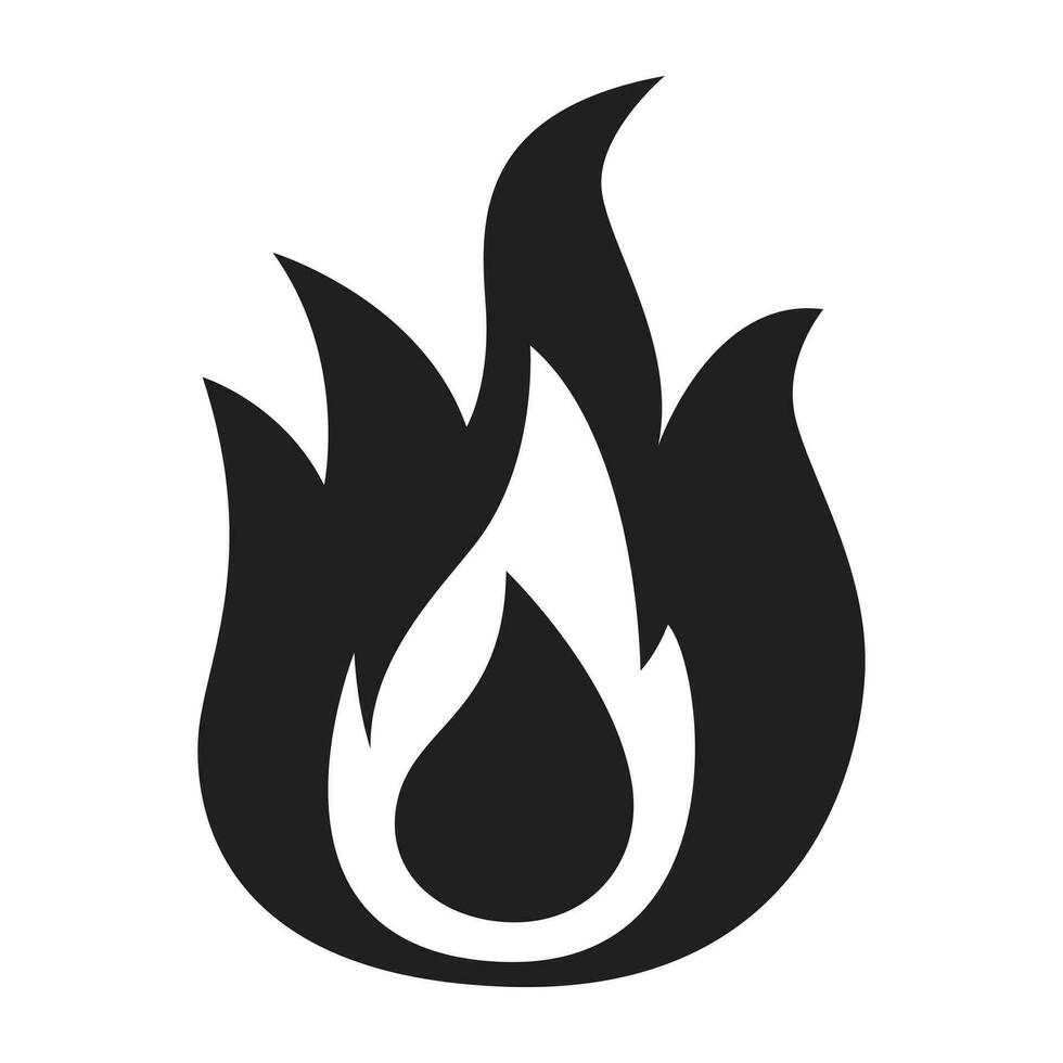 Black fire flame icon. vector