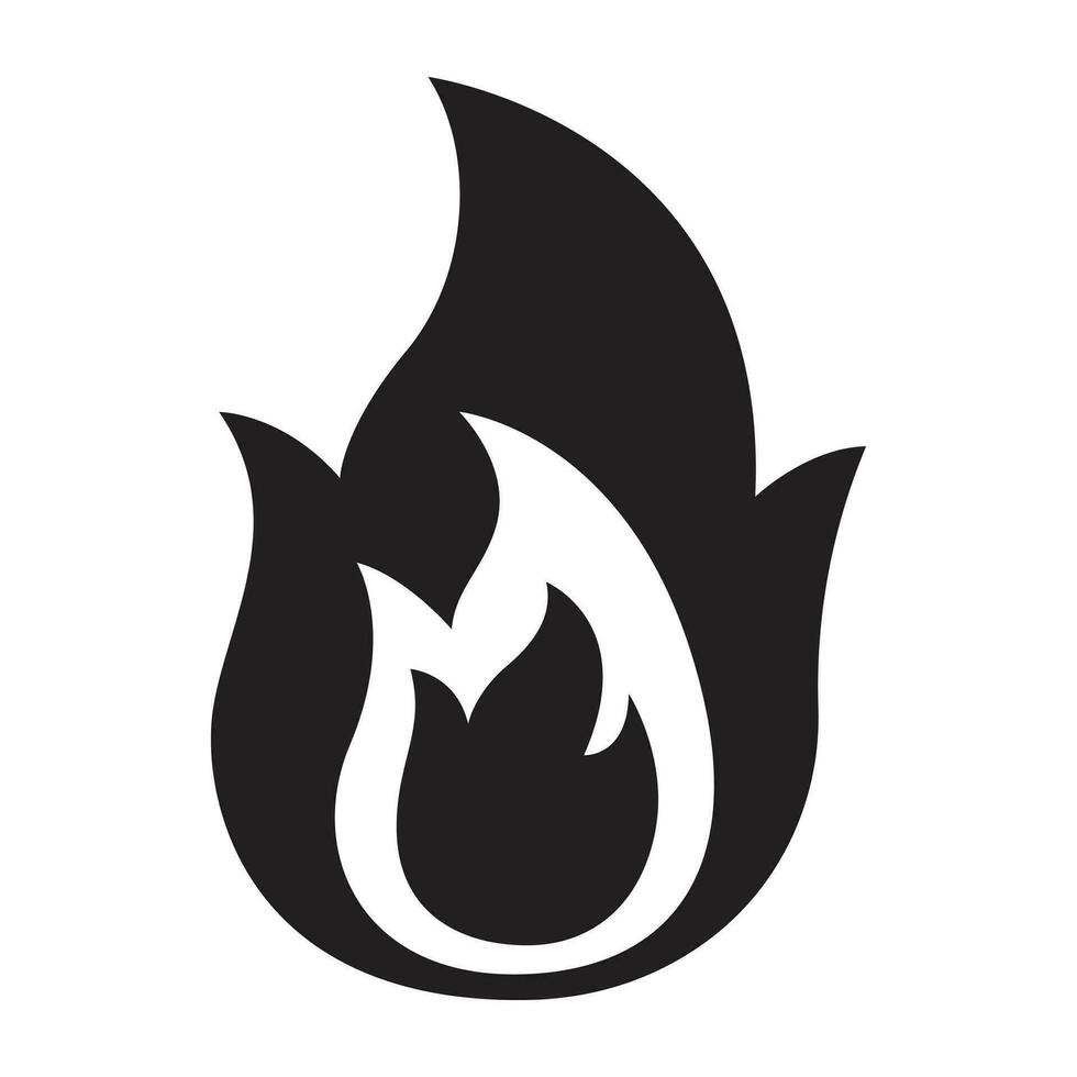 Black fire flame icon. vector