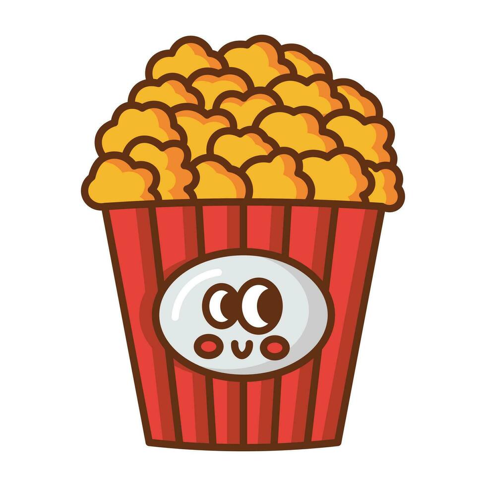 Kawaii Fast food popcorn cartoon icon. vector
