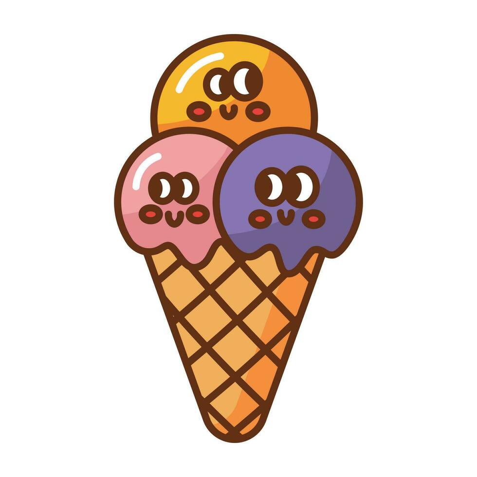 kawaii hielo crema dibujos animados icono. vector