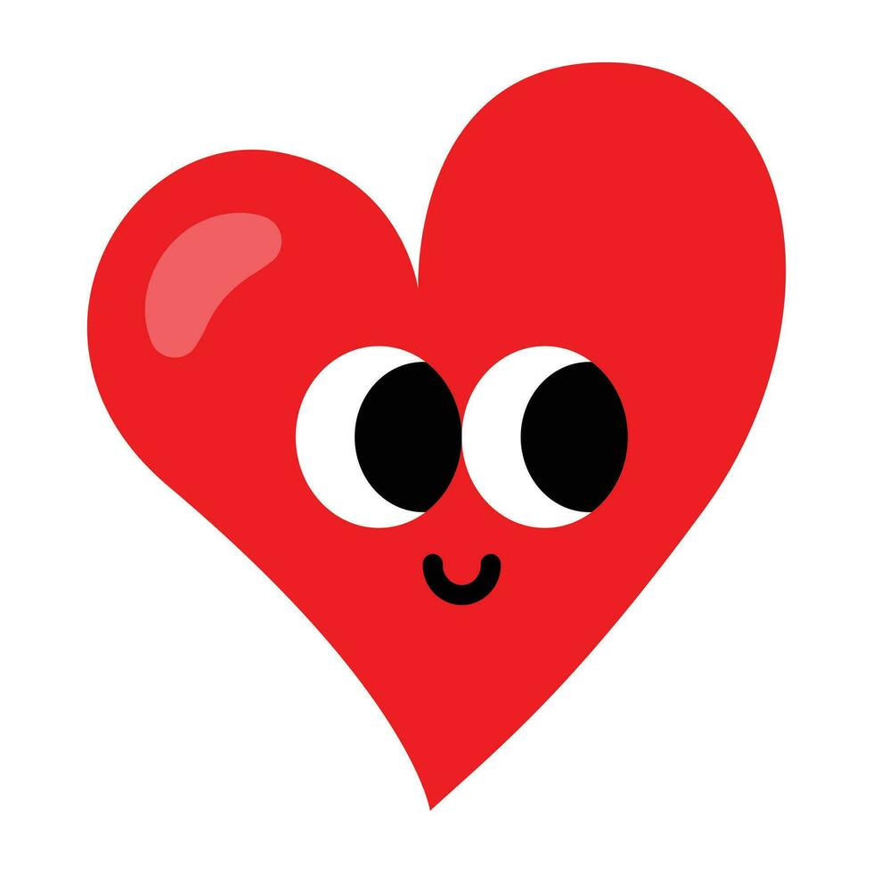 Kawaii Red heart cartoon icon. vector