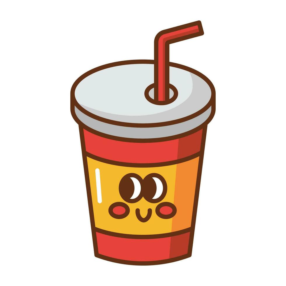 kawaii soda en un taza dibujos animados icono. vector