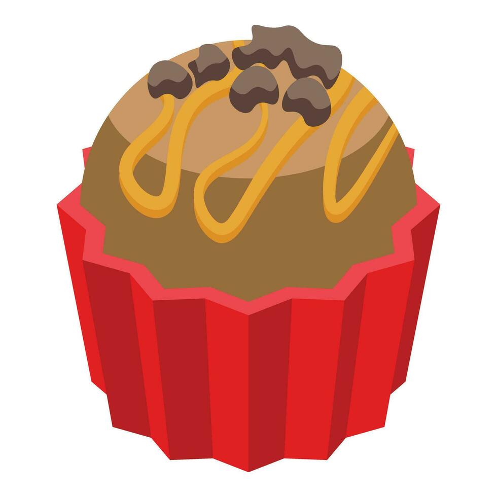 Cup cake bomb icon isometric vector. Chocolate dessert vector