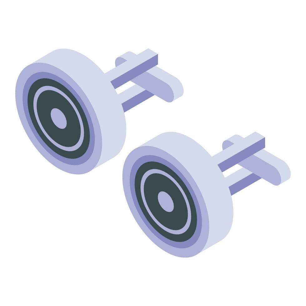 Crown beads cufflinks icon isometric vector. Crystal metal vector