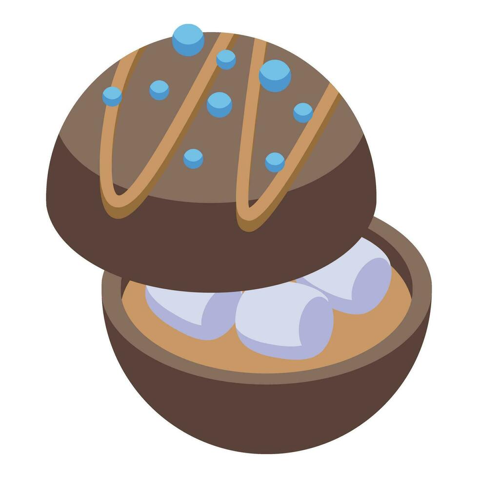 New cocoa bomb icon isometric vector. Candy dessert vector