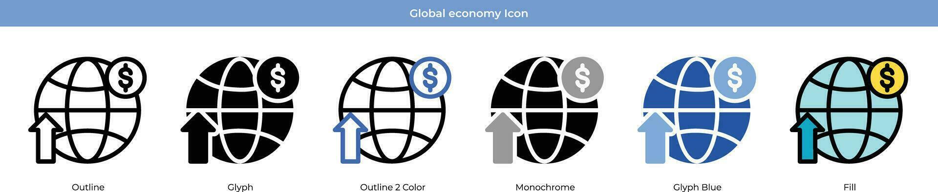 global economía icono conjunto vector