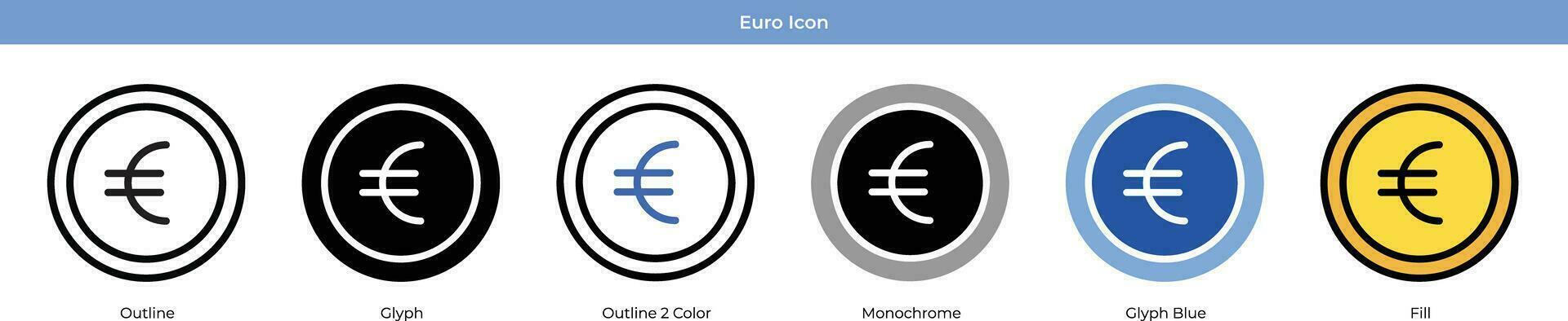 euro icono conjunto vector