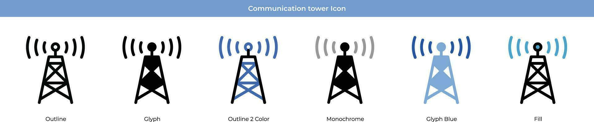 comunicación torre icono conjunto vector