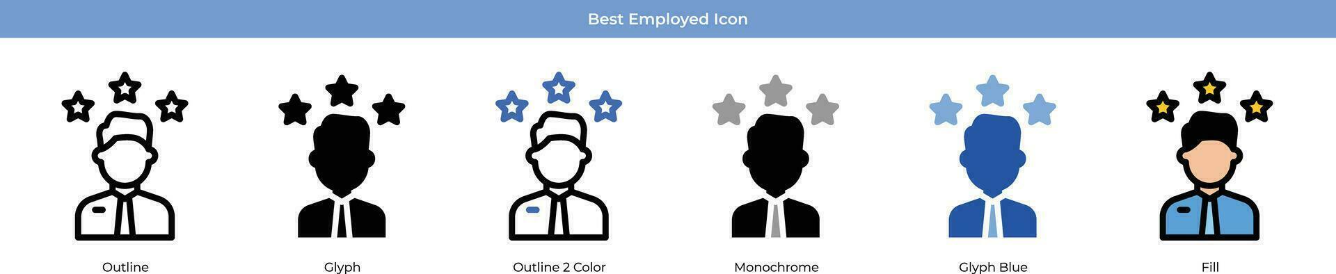 mejor empleado icono conjunto vector