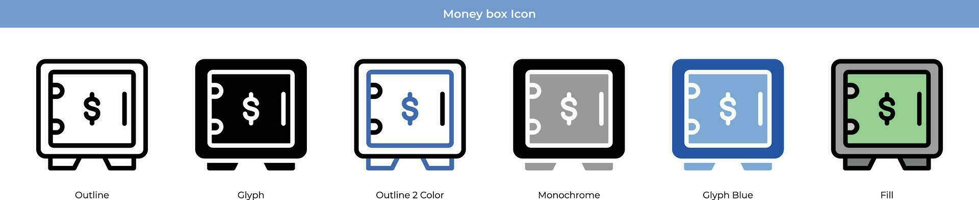 dinero caja icono conjunto vector