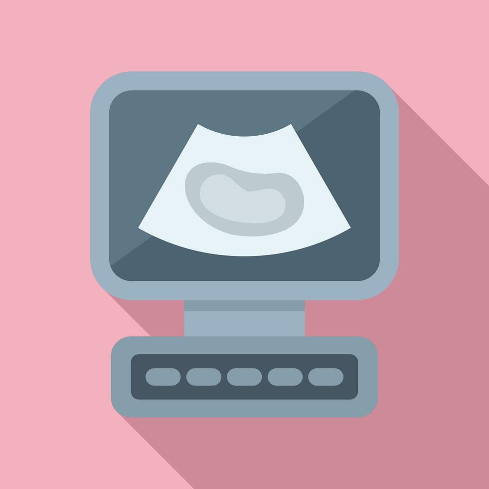 Exam cardiac ultra sound icon flat vector. Medical diagnosis vector