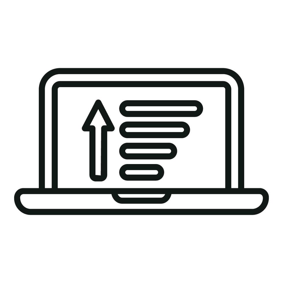 Laptop content filter icon outline vector. Creative input vector