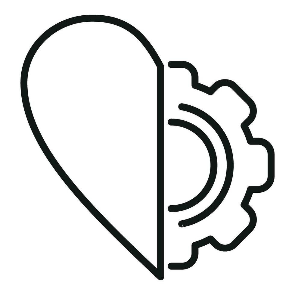 New heart gear printing icon outline vector. Science organ vector